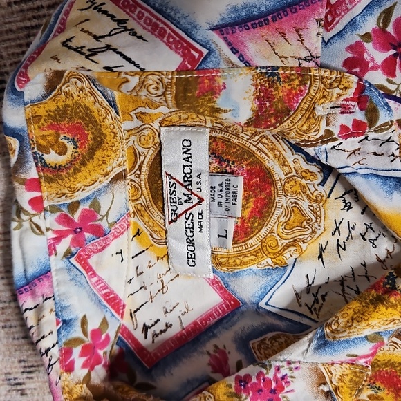 Vintage 80s GUESS by Georges Marciano Floral Button-Up Blouse - Picture 7 of 9